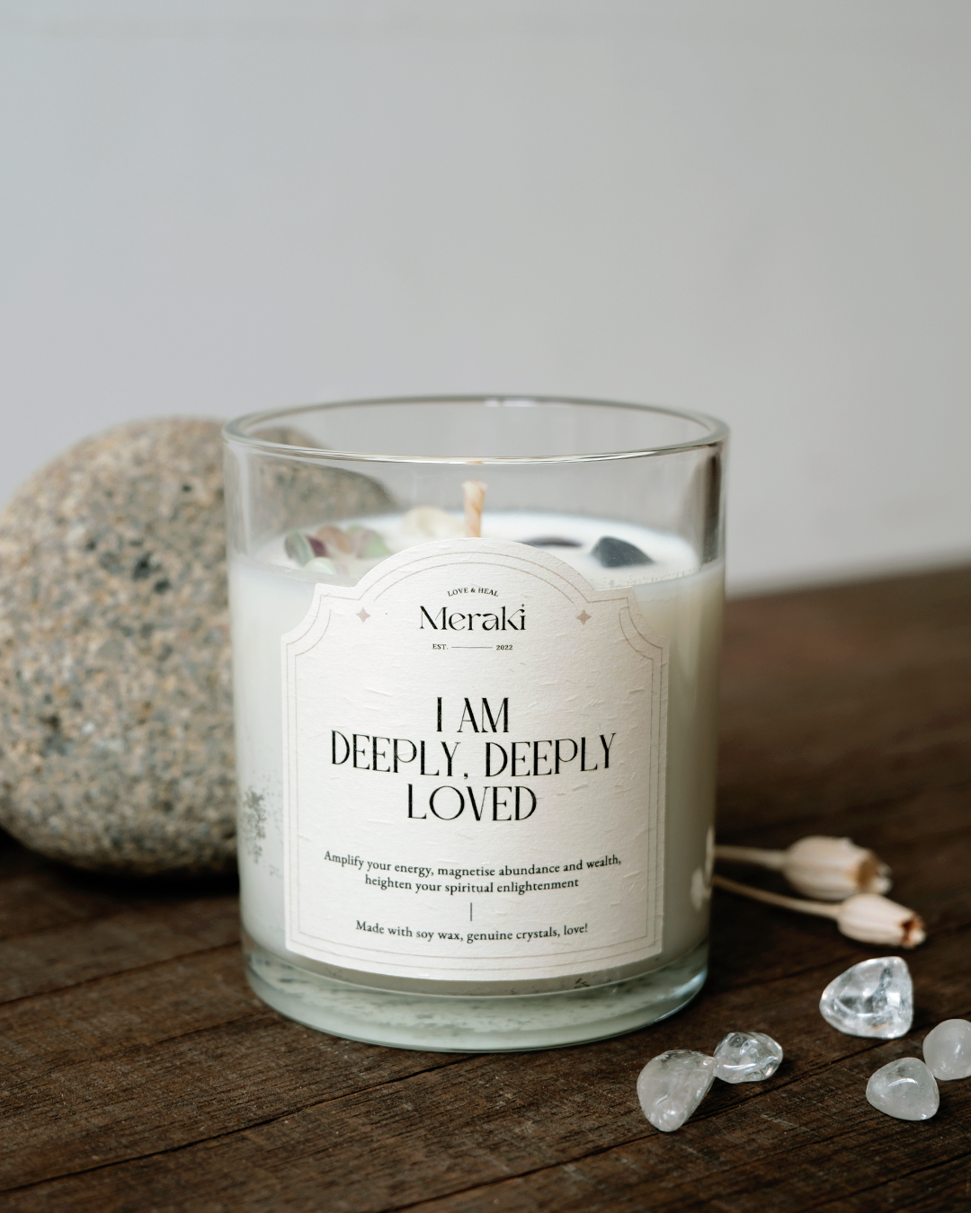 Manifestation Crystal Candle: Geranium & Black Currant