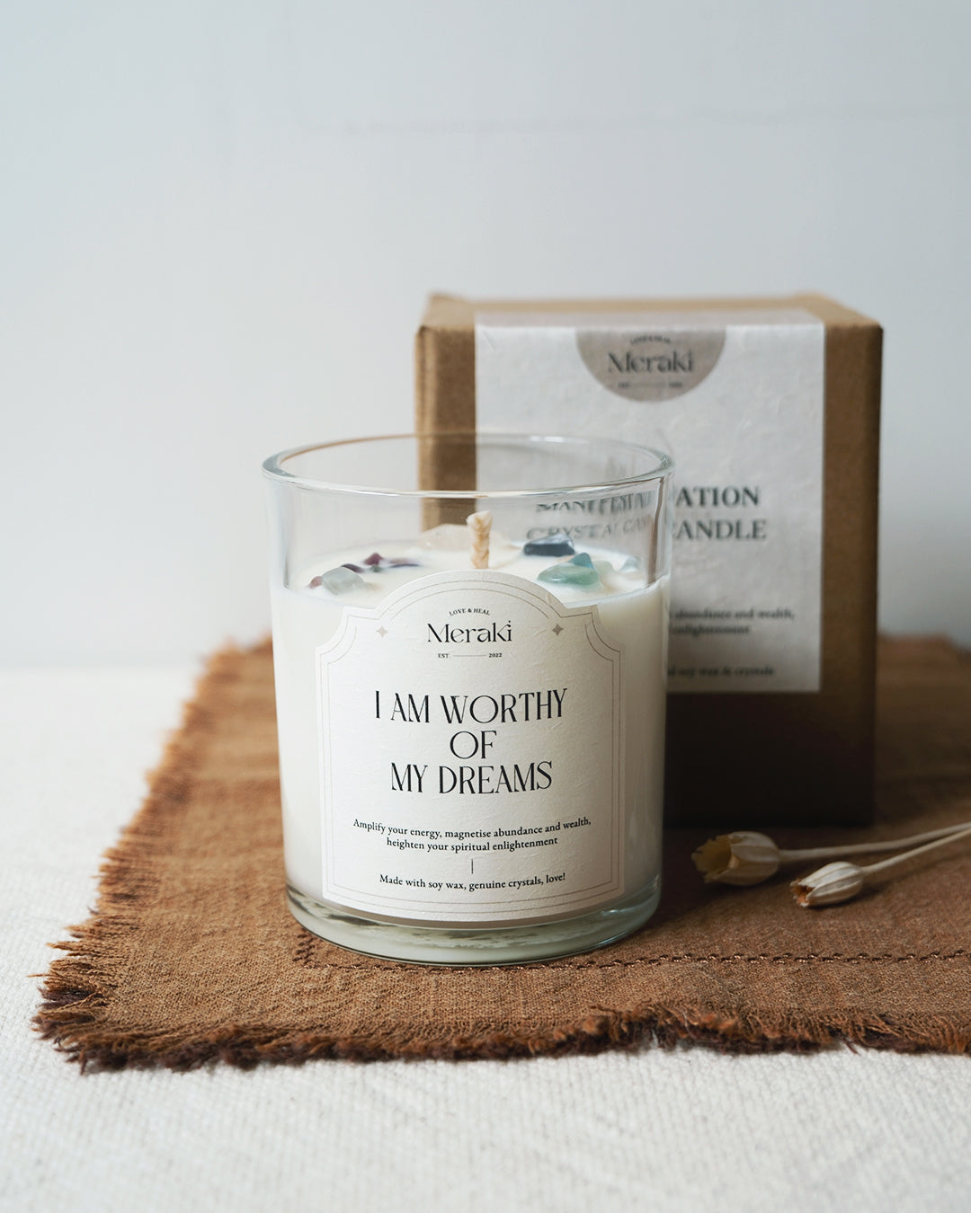 Manifestation Crystal Candle: Lavender Sage