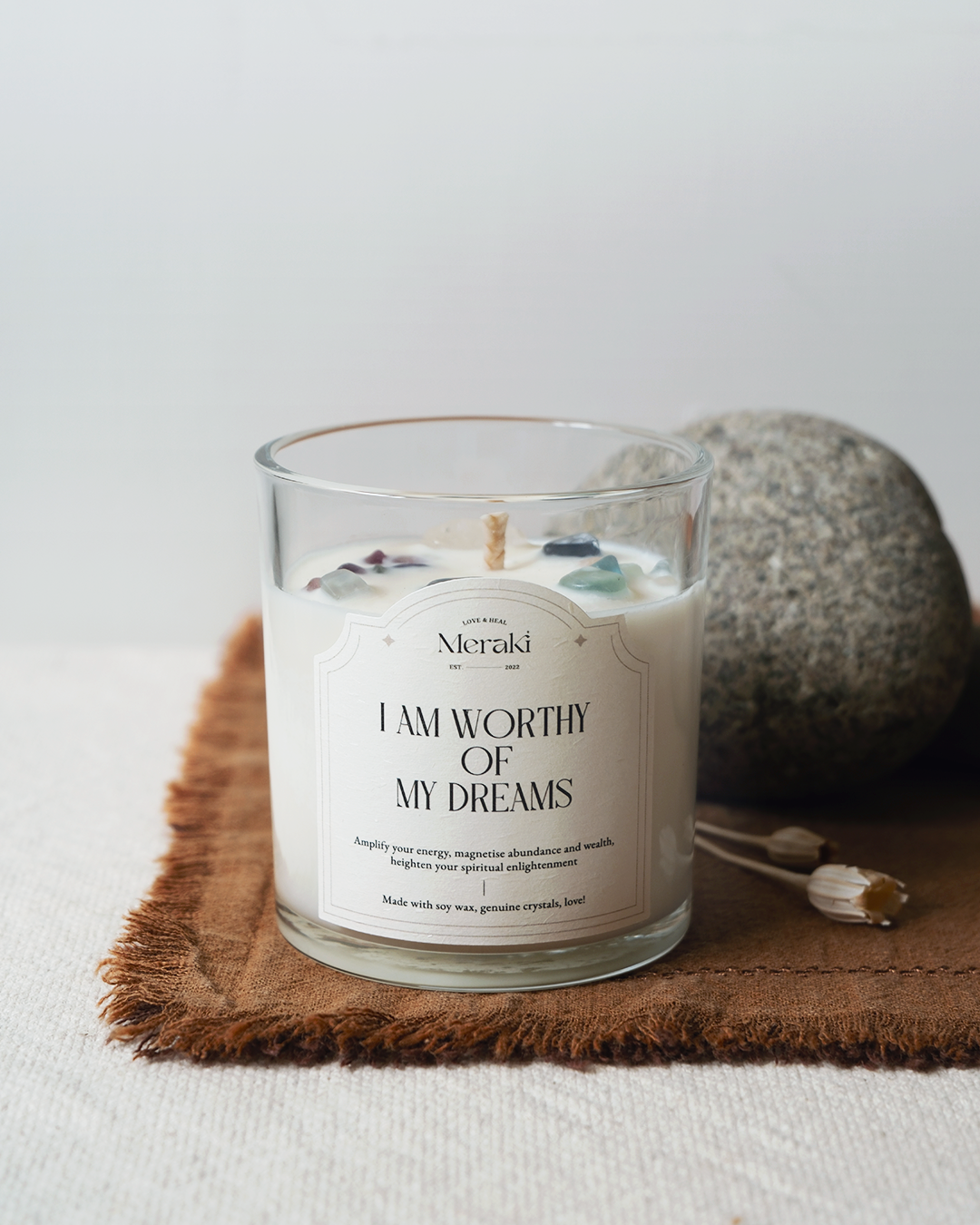 Manifestation Crystal Candle: Lavender Sage