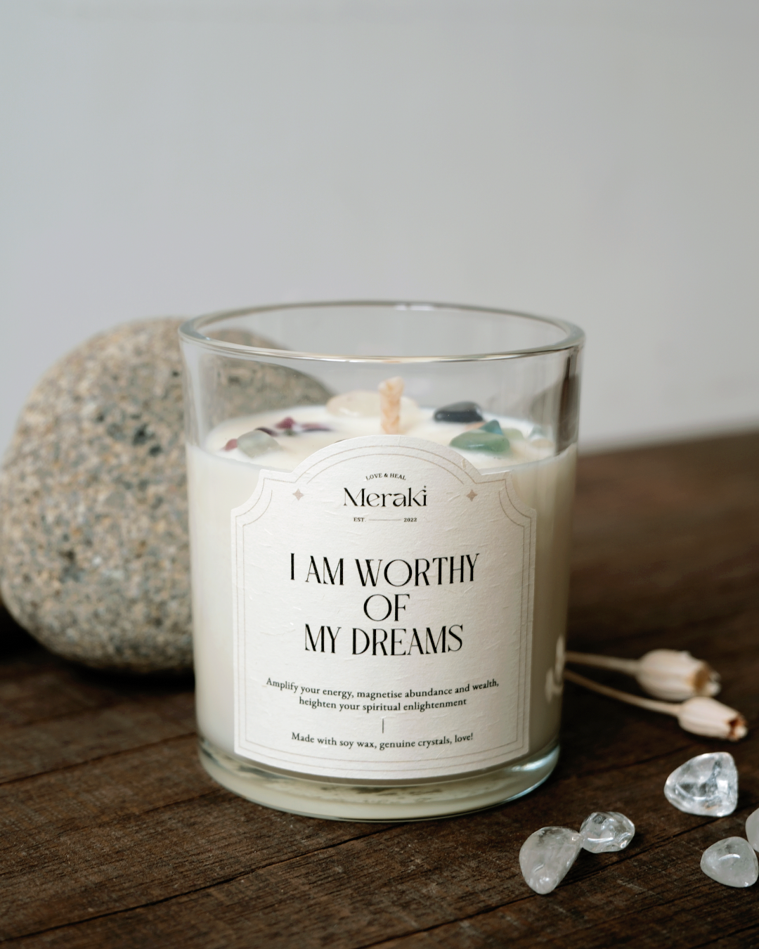 Manifestation Crystal Candle: Lavender Sage