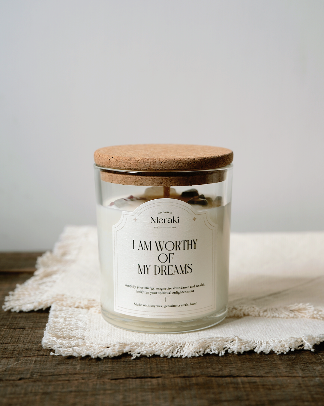 Manifestation Crystal Candle: Lavender Sage