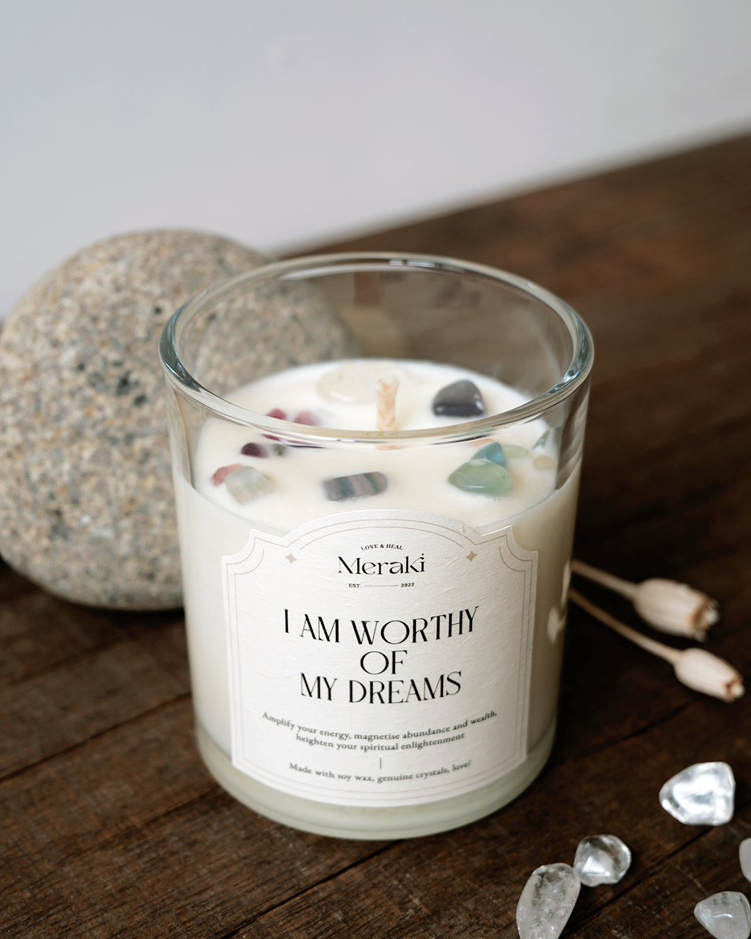 Manifestation Crystal Candle: Lavender Sage