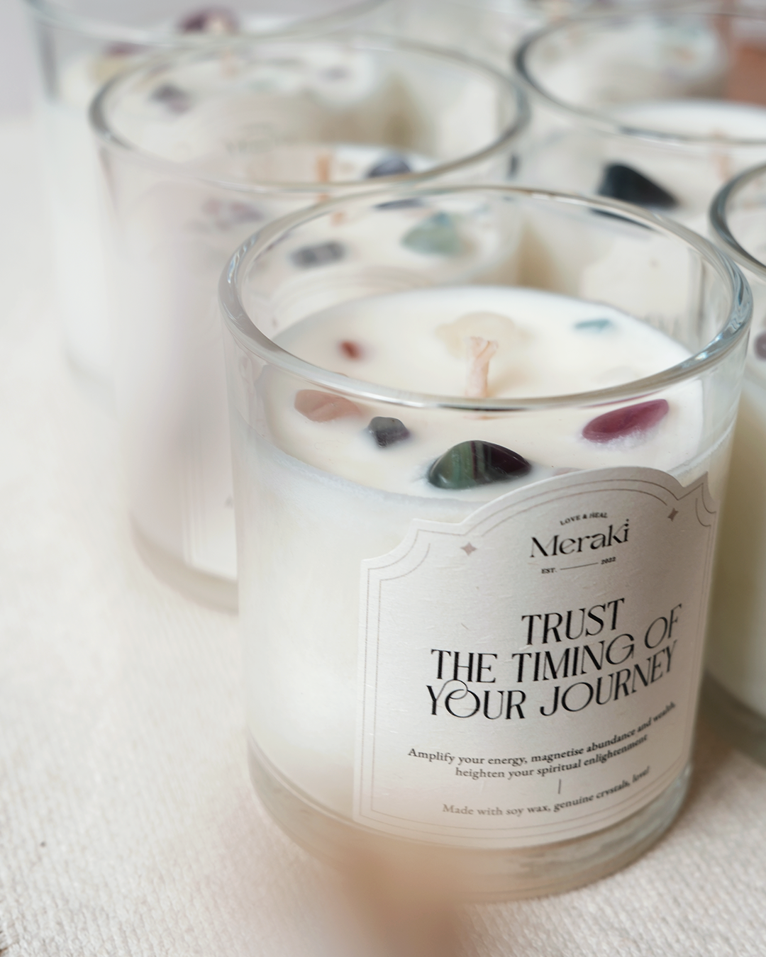 Manifestation Crystal Candle: Oakmoss Amber