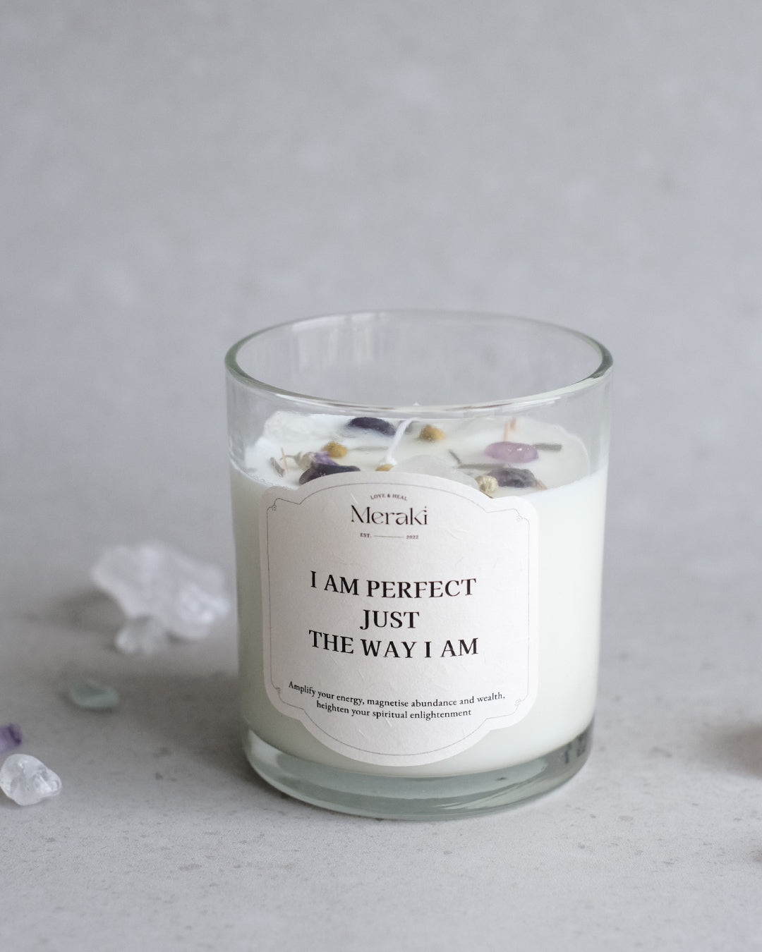 Manifestation Crystal Candle: Self-Confidence Affirmation