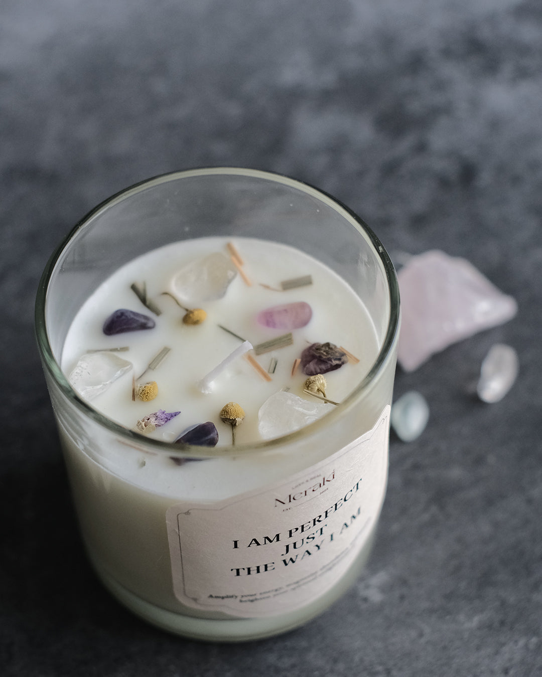 Manifestation Crystal Candle: Self-Confidence Affirmation