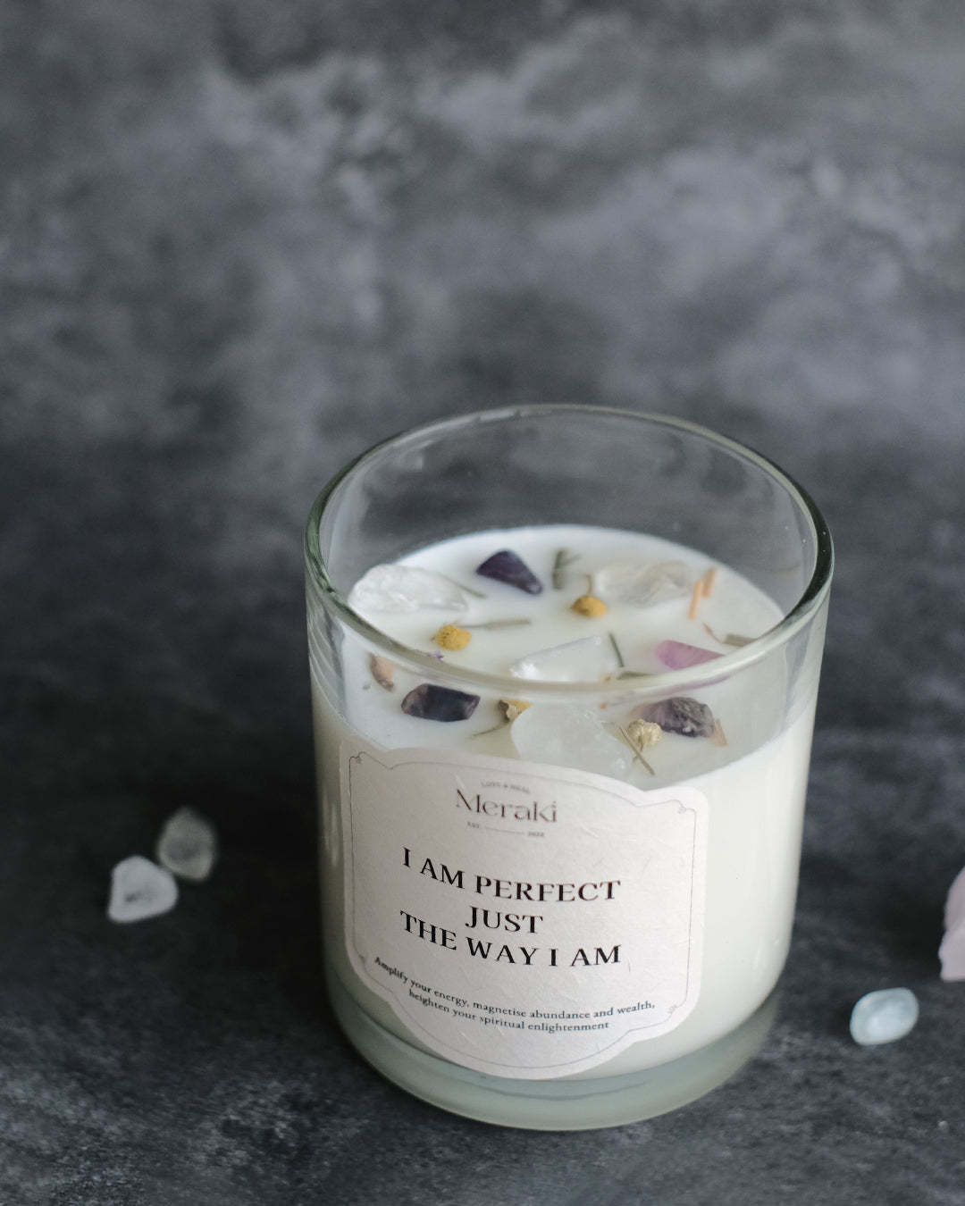 Manifestation Crystal Candle: Self-Confidence Affirmation