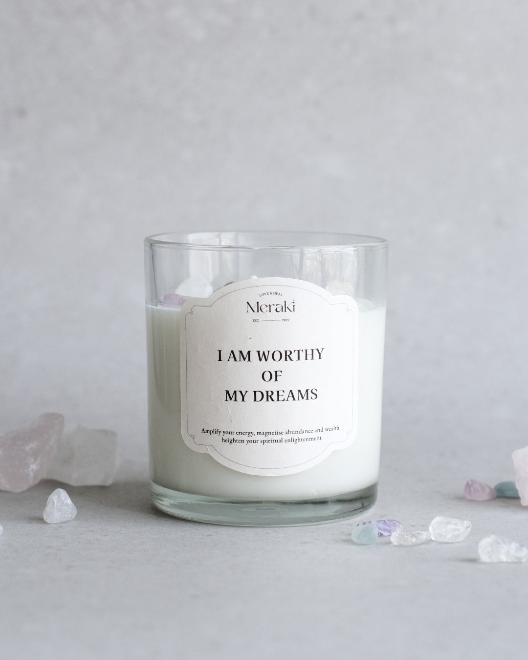 Manifestation Crystal Candle: Self-Motivation Affirmation