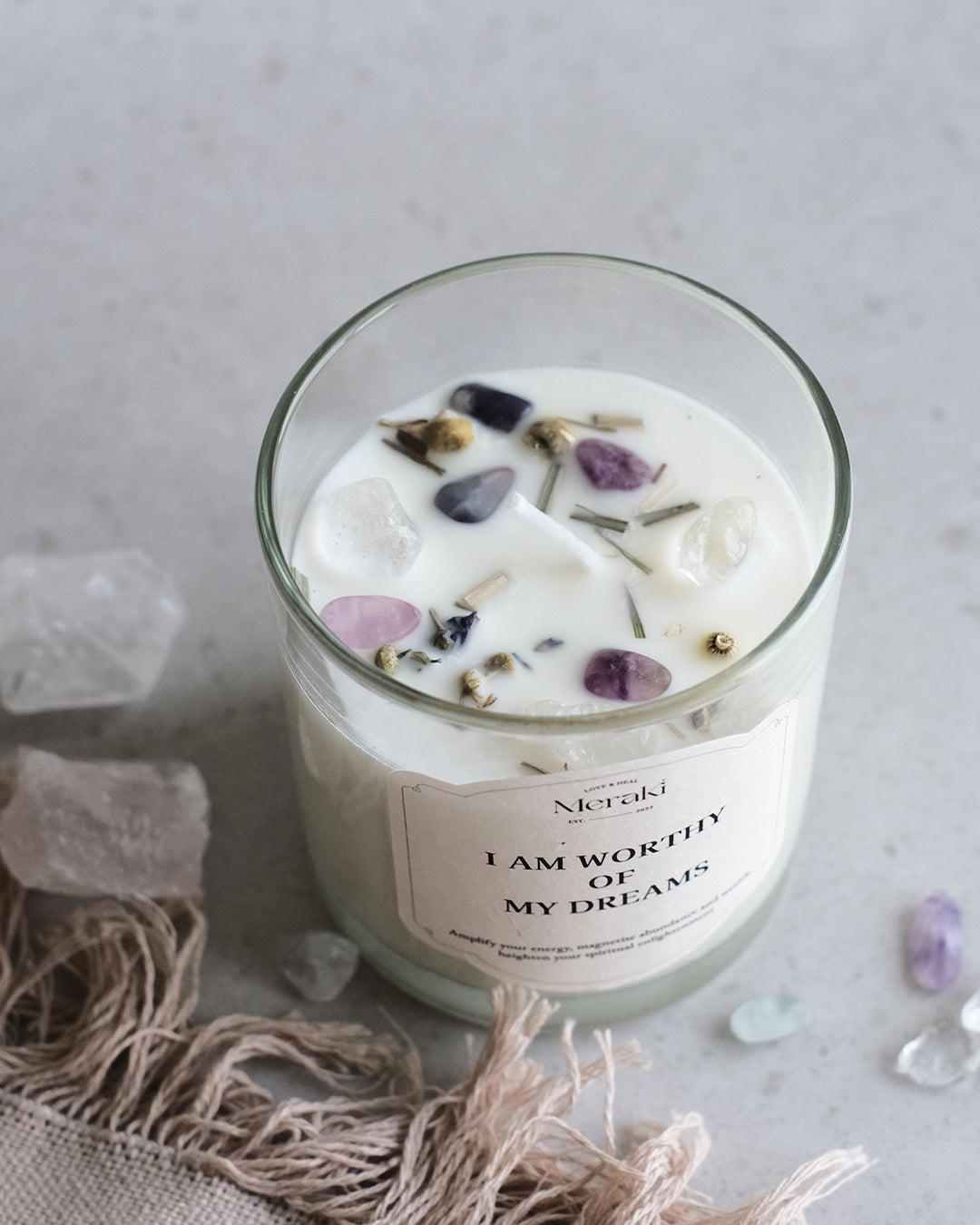 Manifestation Crystal Candle: Self-Motivation Affirmation