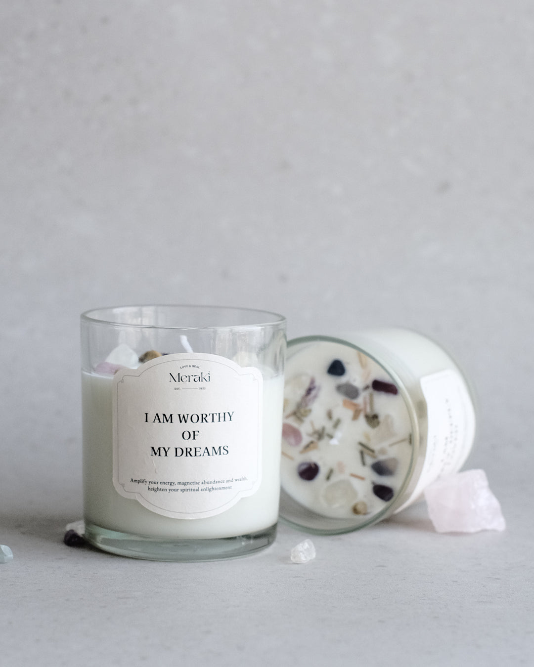 Manifestation Crystal Candle: Self-Motivation Affirmation