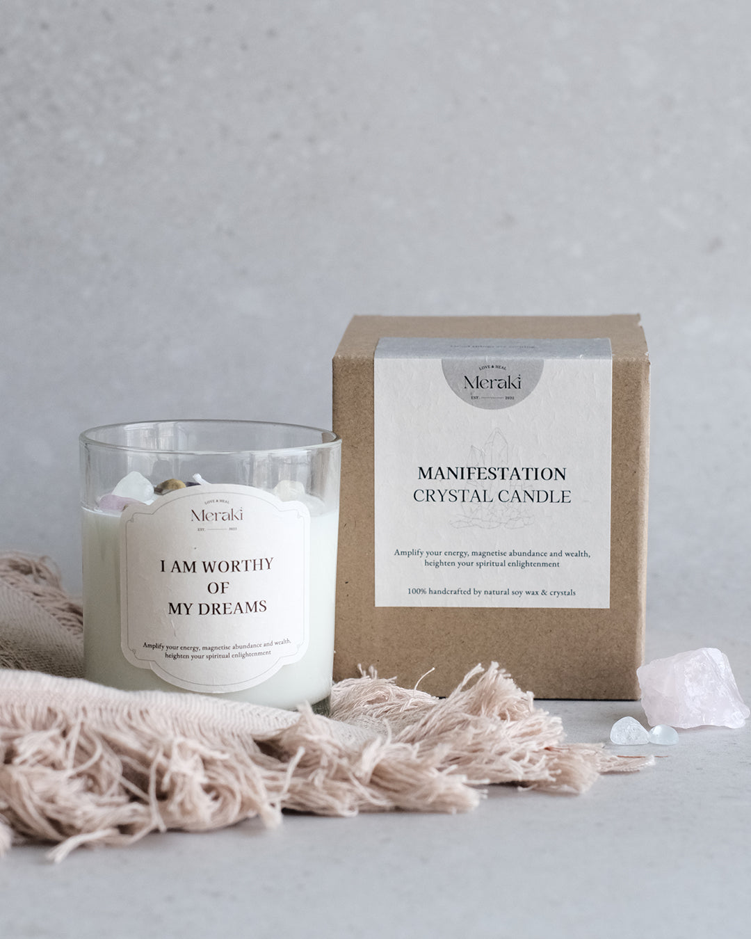 Manifestation Crystal Candle: Self-Motivation Affirmation