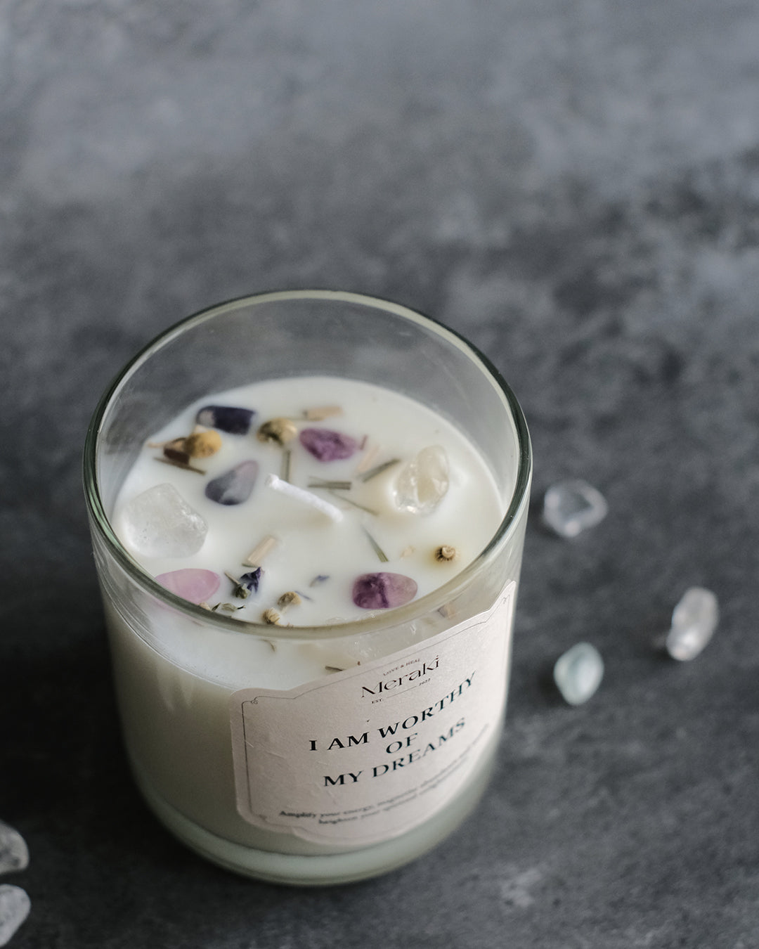 Manifestation Crystal Candle: Self-Motivation Affirmation