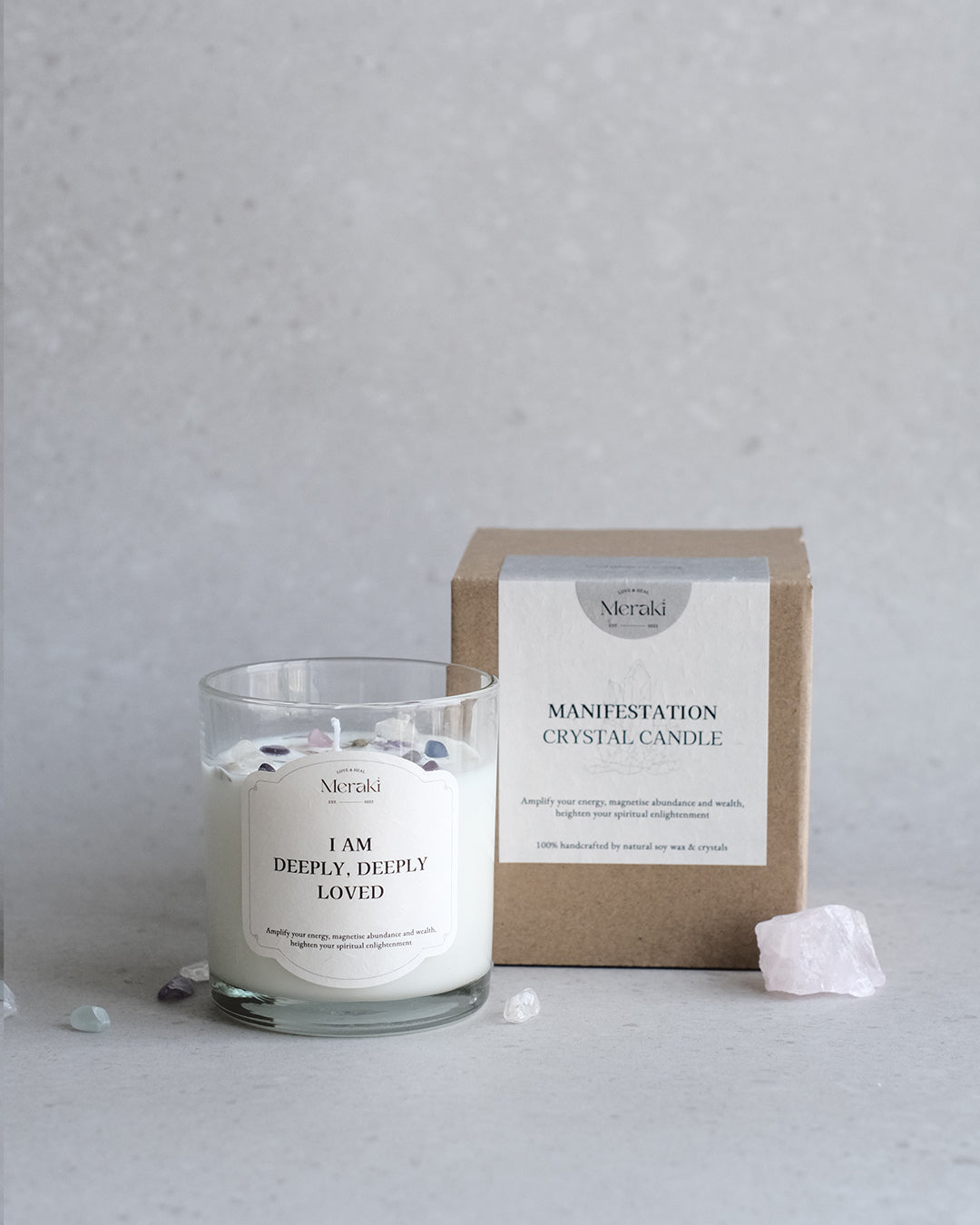 Manifestation Crystal Candle: Self-Love Affirmation