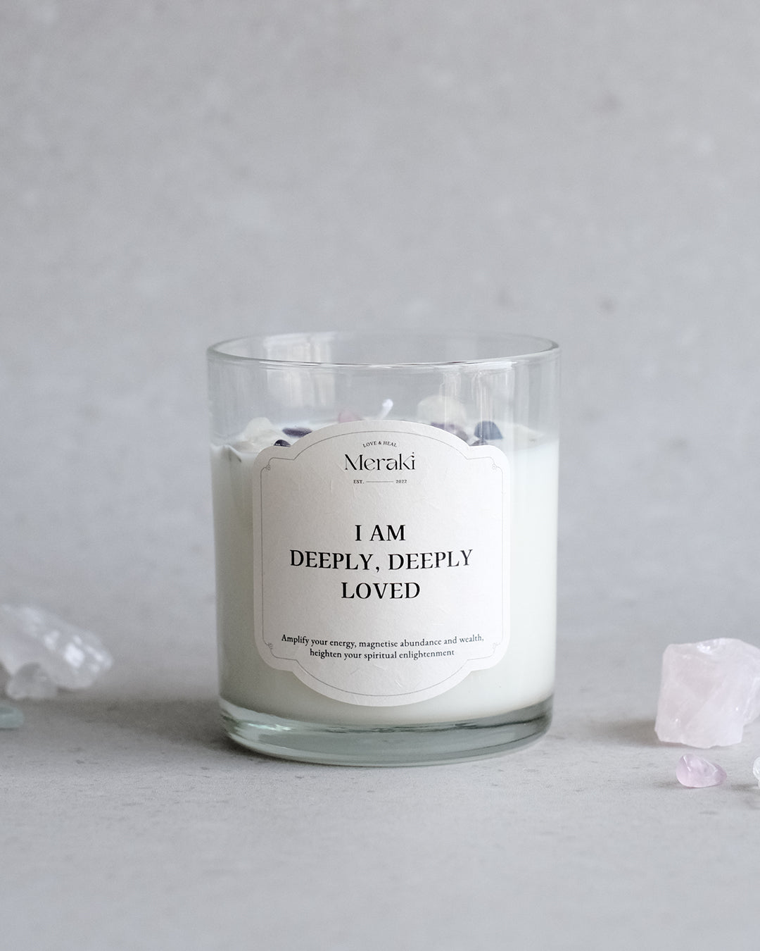 Manifestation Crystal Candle: Self-Love Affirmation