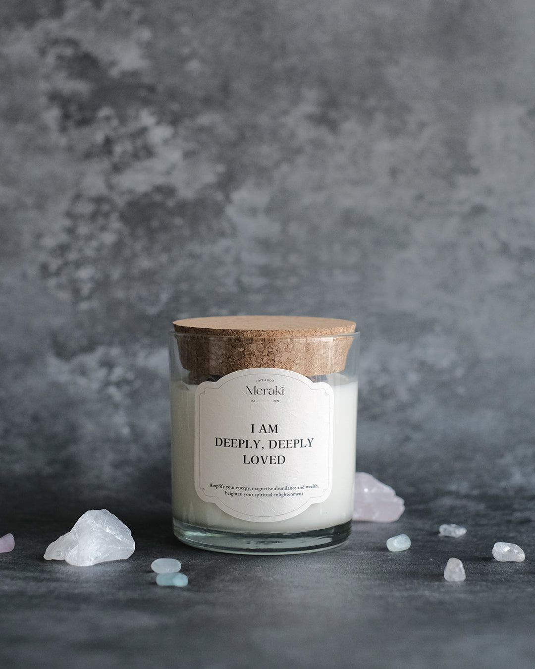 Manifestation Crystal Candle: Self-Love Affirmation